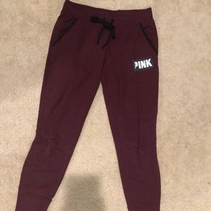 VS PINK Maroon Reflective Patch Sweatpants/Joggers